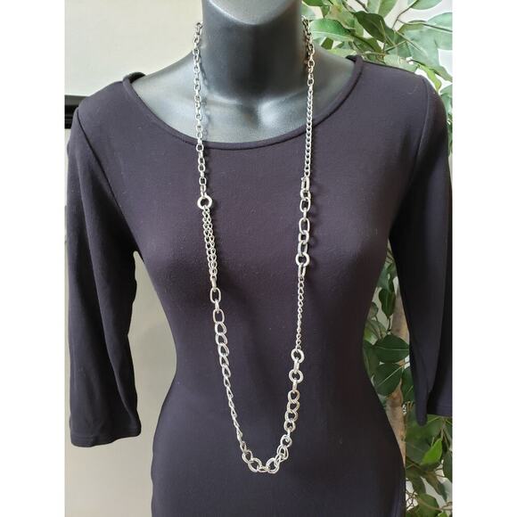 41 Hawthorn Knee Length Dress Womens Small Black Solid Asymmetrical Round Neck - Picture 2 of 11